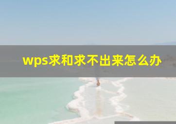 wps求和求不出来怎么办