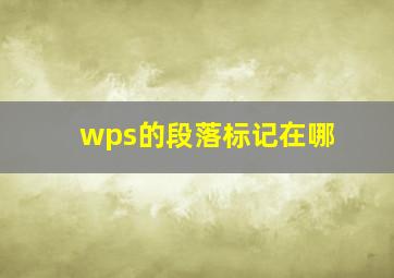 wps的段落标记在哪