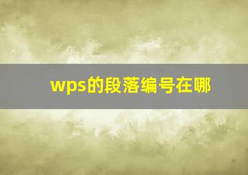 wps的段落编号在哪