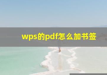 wps的pdf怎么加书签