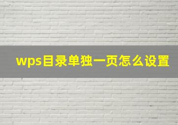 wps目录单独一页怎么设置