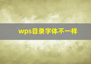 wps目录字体不一样