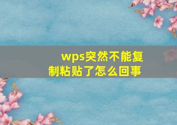 wps突然不能复制粘贴了怎么回事