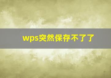 wps突然保存不了了