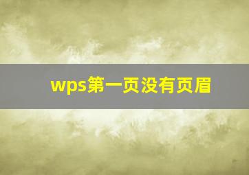 wps第一页没有页眉