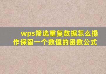 wps筛选重复数据怎么操作保留一个数值的函数公式