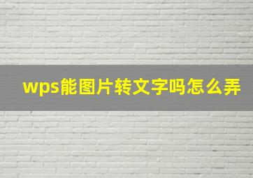 wps能图片转文字吗怎么弄