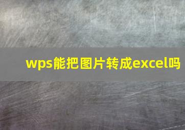 wps能把图片转成excel吗