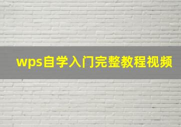 wps自学入门完整教程视频