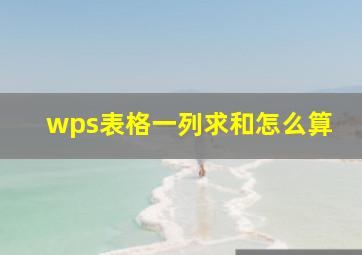 wps表格一列求和怎么算