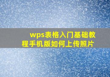 wps表格入门基础教程手机版如何上传照片