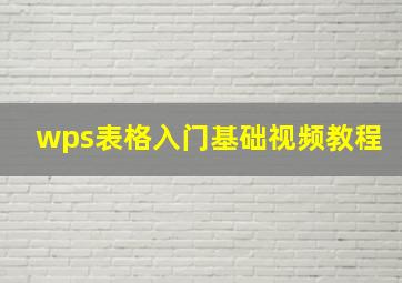 wps表格入门基础视频教程