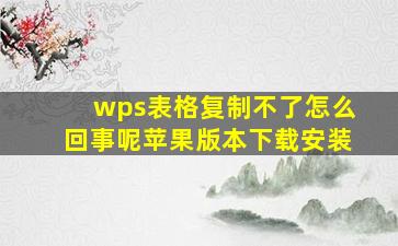 wps表格复制不了怎么回事呢苹果版本下载安装