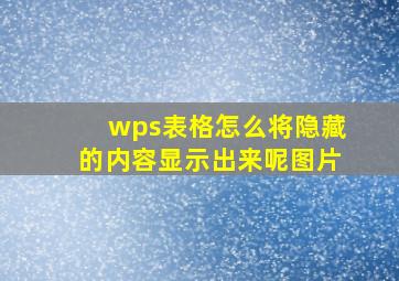 wps表格怎么将隐藏的内容显示出来呢图片