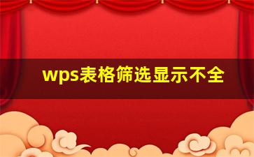 wps表格筛选显示不全