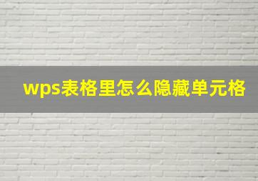 wps表格里怎么隐藏单元格