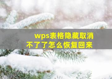 wps表格隐藏取消不了了怎么恢复回来