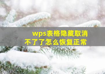 wps表格隐藏取消不了了怎么恢复正常