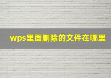 wps里面删除的文件在哪里