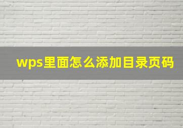 wps里面怎么添加目录页码