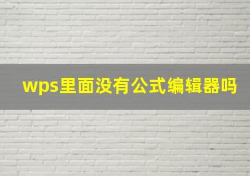 wps里面没有公式编辑器吗