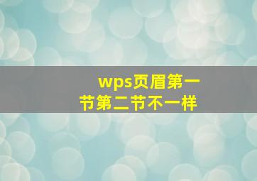 wps页眉第一节第二节不一样