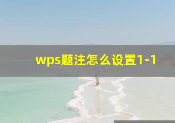 wps题注怎么设置1-1