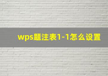 wps题注表1-1怎么设置