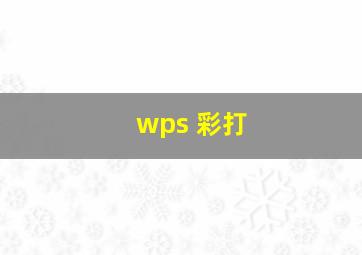 wps 彩打