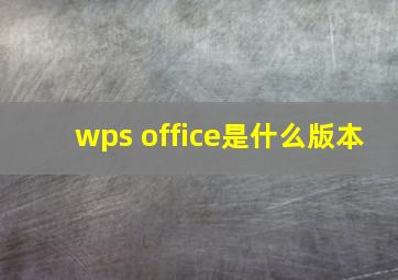 wps office是什么版本