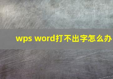 wps word打不出字怎么办