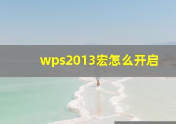 wps2013宏怎么开启