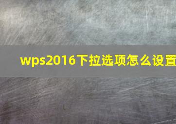 wps2016下拉选项怎么设置