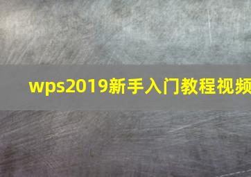 wps2019新手入门教程视频