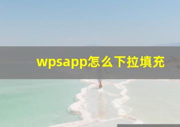 wpsapp怎么下拉填充