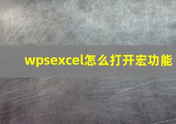 wpsexcel怎么打开宏功能