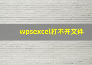 wpsexcel打不开文件