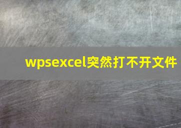 wpsexcel突然打不开文件