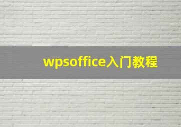 wpsoffice入门教程