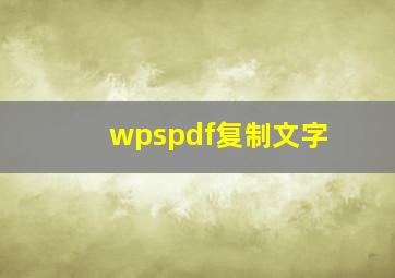 wpspdf复制文字