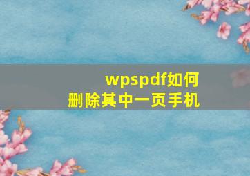 wpspdf如何删除其中一页手机