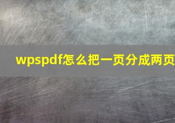 wpspdf怎么把一页分成两页