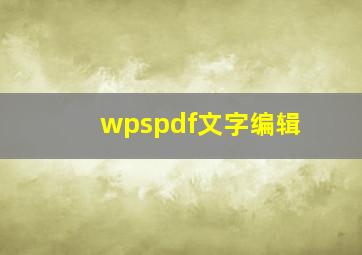 wpspdf文字编辑