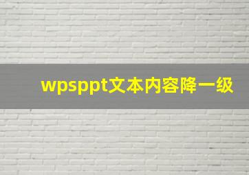 wpsppt文本内容降一级