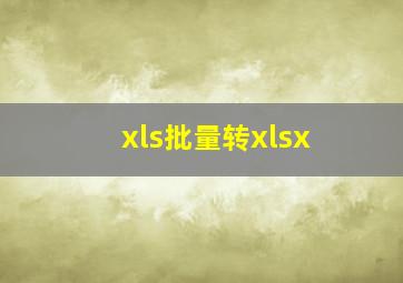 xls批量转xlsx