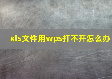 xls文件用wps打不开怎么办