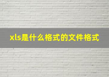 xls是什么格式的文件格式