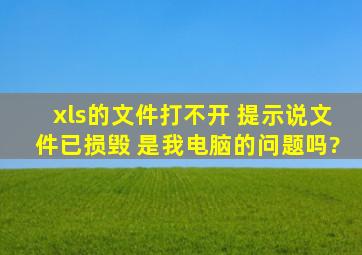 xls的文件打不开 提示说文件已损毁 是我电脑的问题吗?