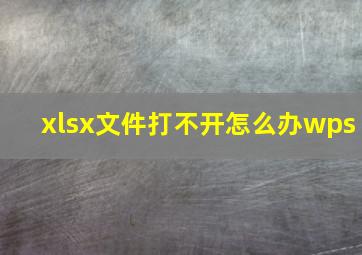 xlsx文件打不开怎么办wps