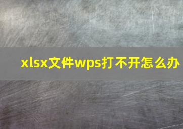 xlsx文件wps打不开怎么办